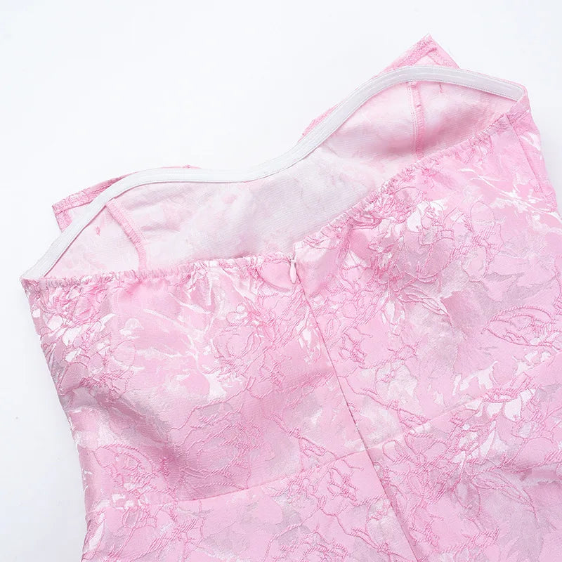 Mini Strapless A-Line Dress with Bow and Floral Embroidery Detail - Alina