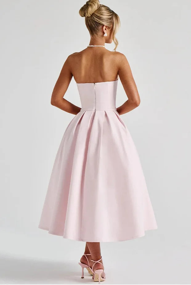 Strapless midi dress in A-line cut - Arya