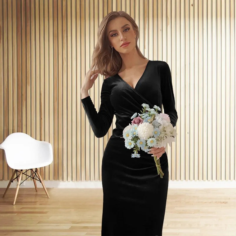 Velvet maxi dress - Nehora