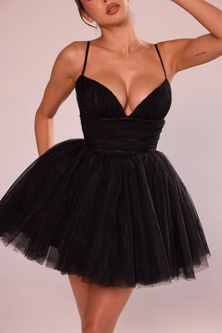 Ballerina mini dress with tulle design in A-line cut - Alicia