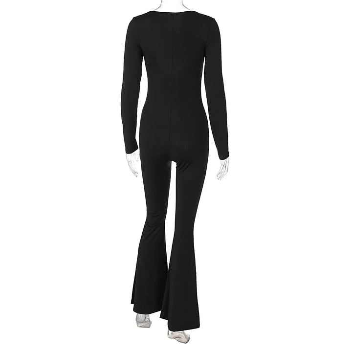 Shaping and Flattering Fabric Jumpsuit with Pedal Pushers and Plunging Neckline - Sirin