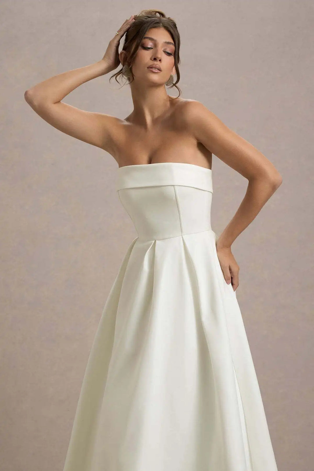 Elegant strapless midi dress - Sandra