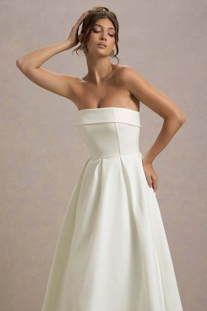 Elegant strapless midi dress - Sandra
