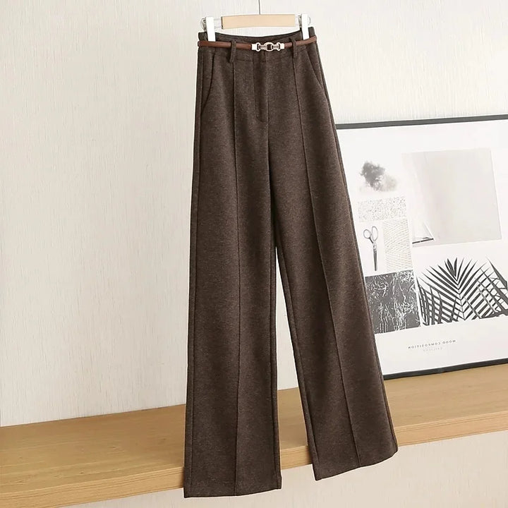 Tailored Wool Pants with Elegant Belt Detail