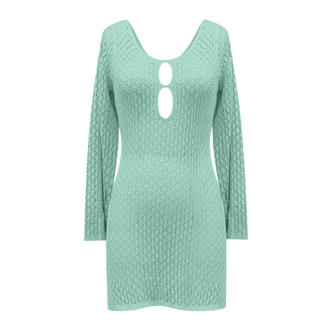 Knitted Mini Beach Dress with Open Back - Keira