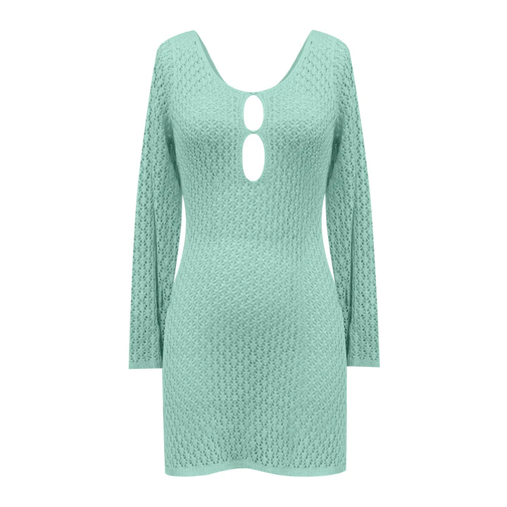 Knitted Mini Beach Dress with Open Back - Keira