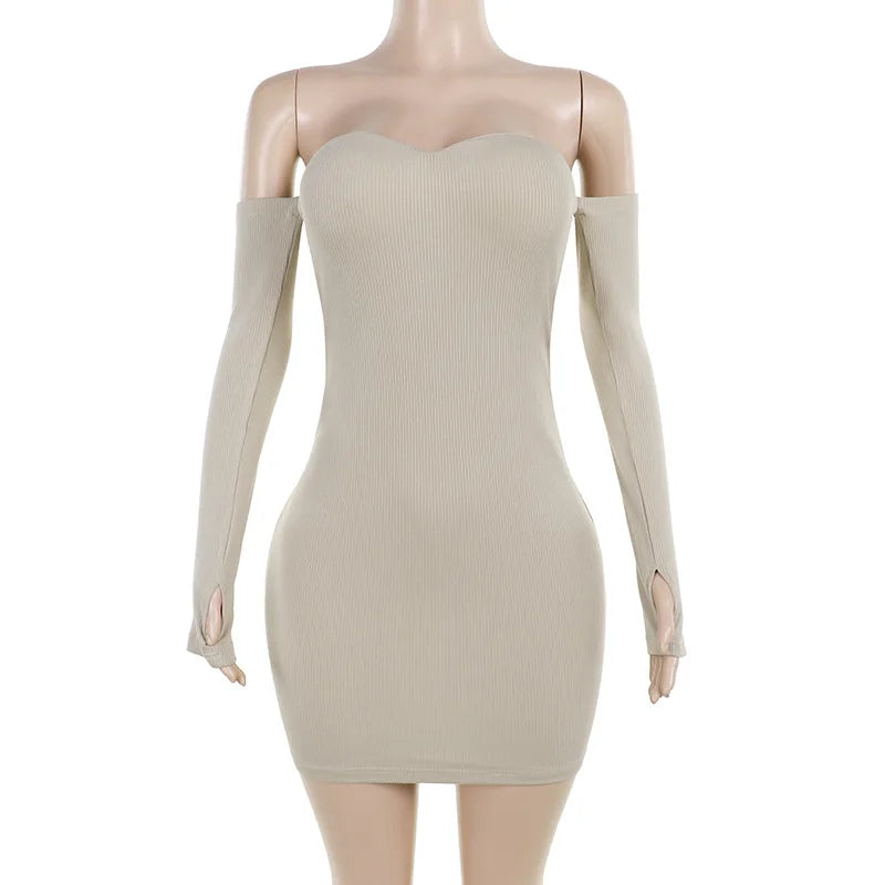 Fitted Mini Dress with Off-Shoulder - Bonnie