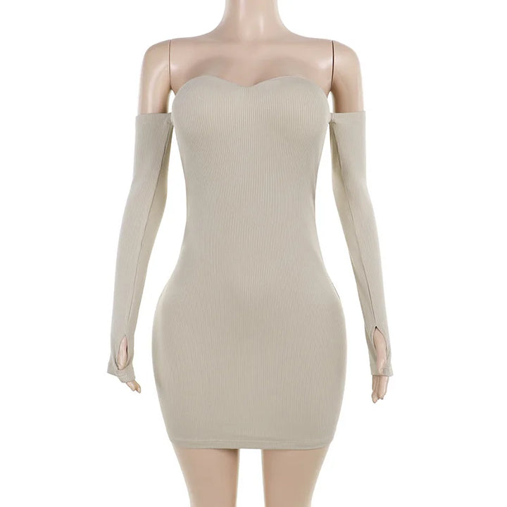 Fitted Mini Dress with Off-Shoulder - Bonnie
