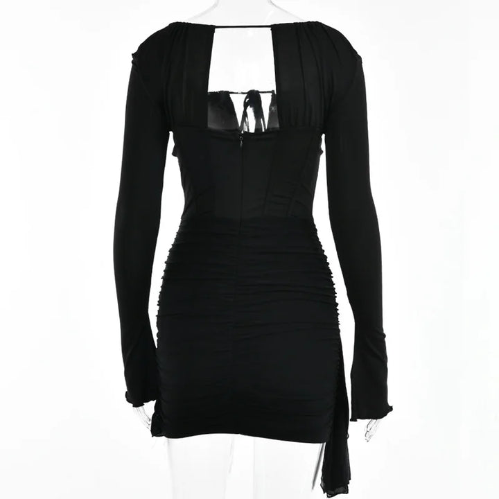 Mini dress with corset design and tie - KASIE