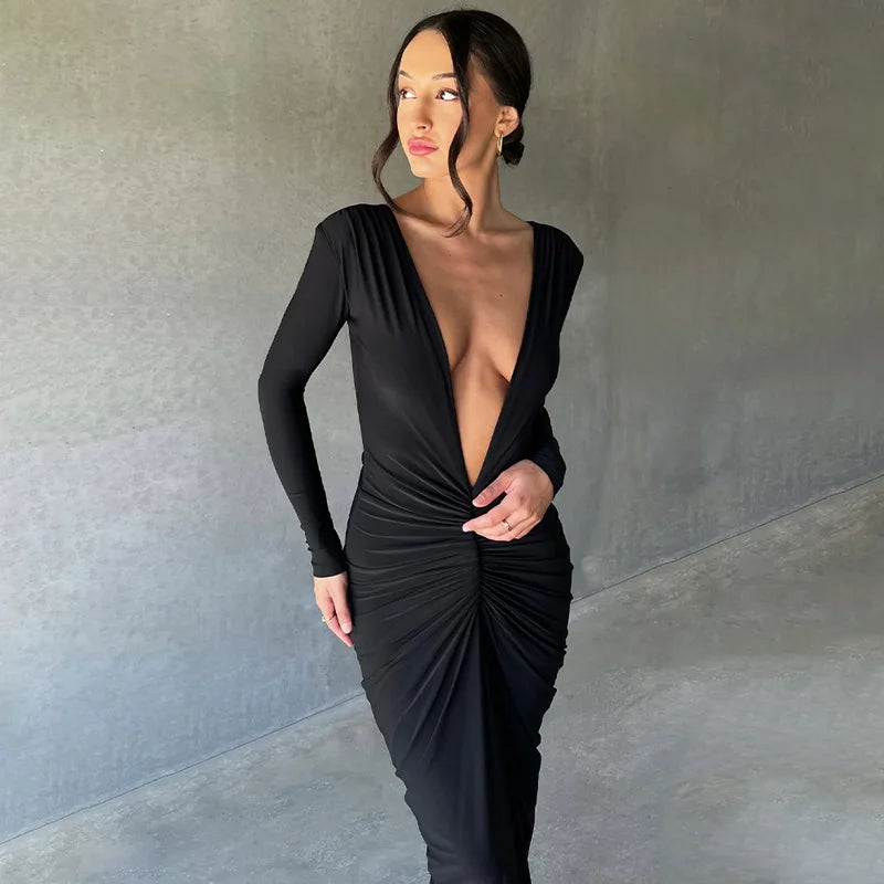Maxi Dress with Deep Neckline - Nelly