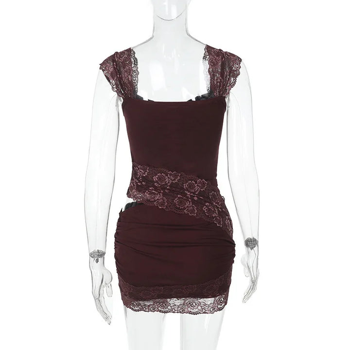 Mini Dress with Lace Detail and Cutout - Rita