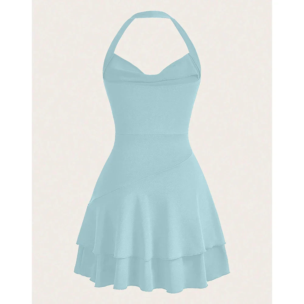 Tiered Ruffle Mini Dress with Open Back - Ashly