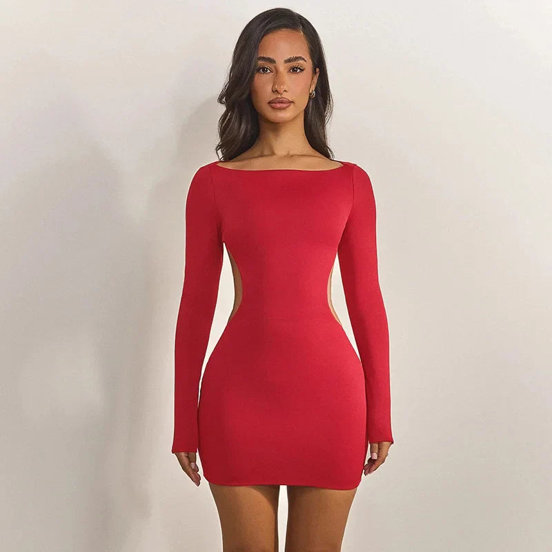 Mini Dress with Open Back and Bow Design - ORIN