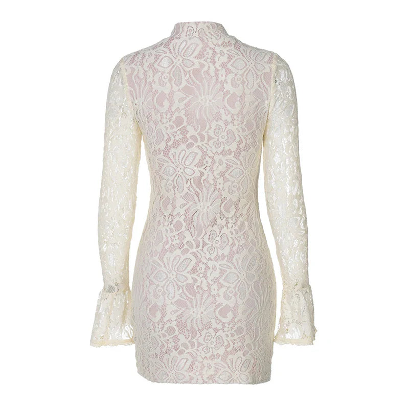 Mini lace dress with button closure - Aiden