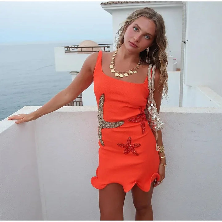 Mini Dress with Sequin Starfish Detail - Daisy