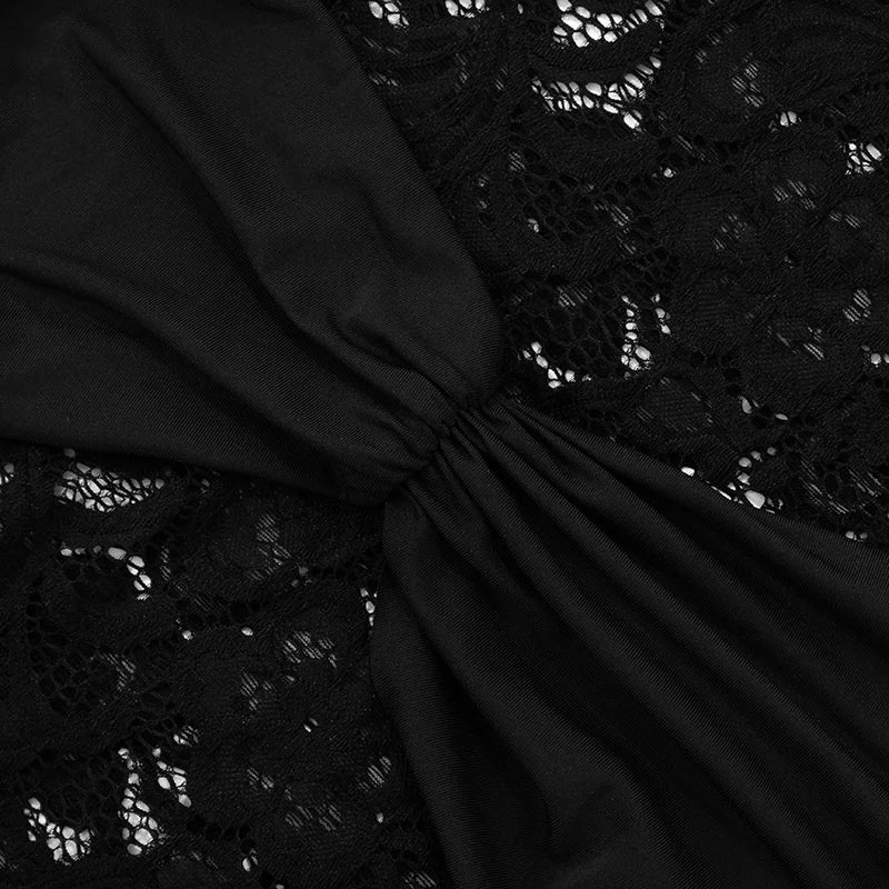 Lace mini dress decorated with trailing tie - Karin