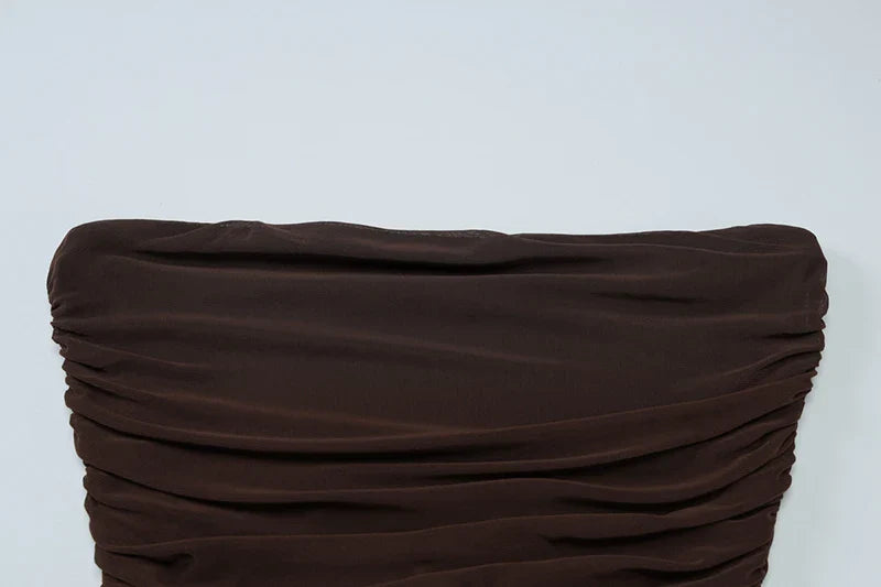 Strapless Maxi Dress with Chiffon Detail - Sicily
