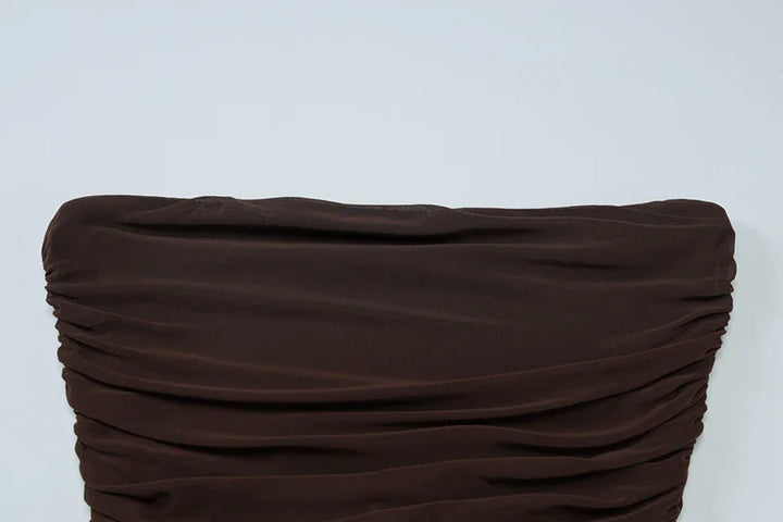 Strapless Maxi Dress with Chiffon Detail - Sicily