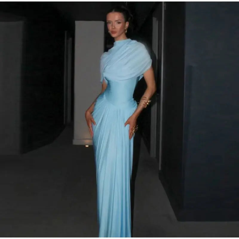 Luxurious Maxi Dress with Pleated Design - Amanda