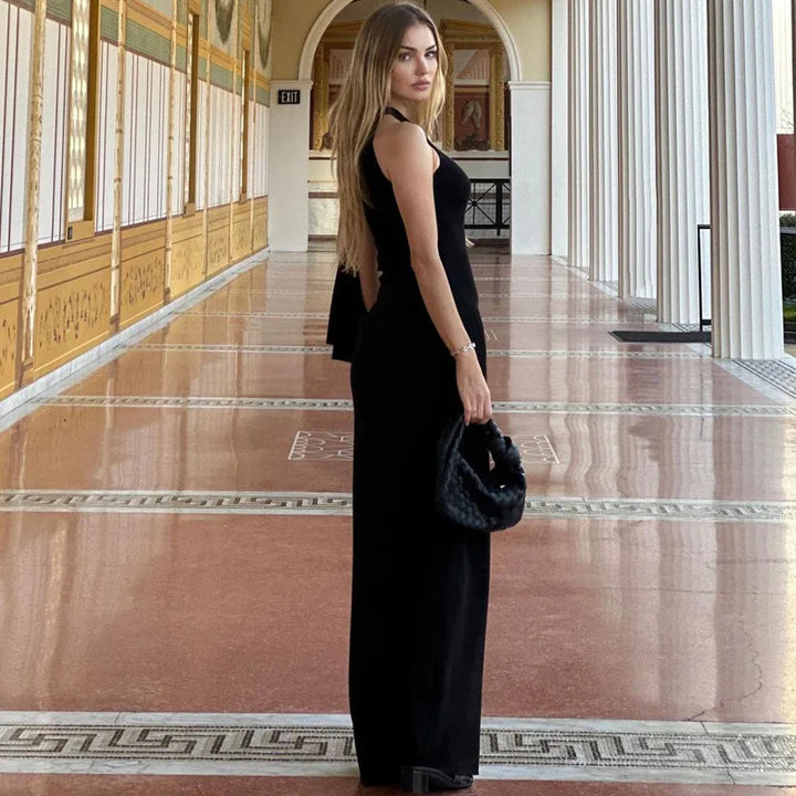 Elegant Maxi Dress with Shoulder Tie - Yolanda