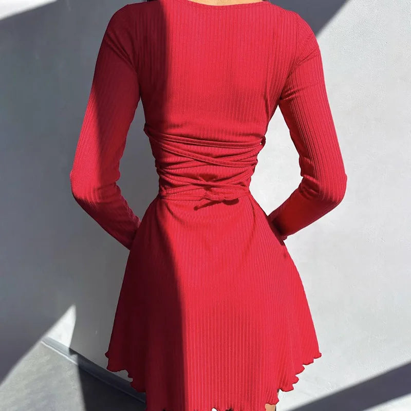 Mini dress decorated with ties - Shaia