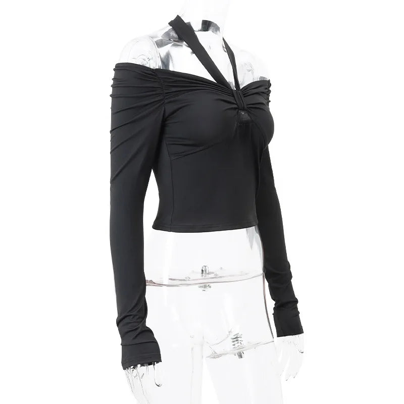 Tight Long Sleeve Shirt with Neck Tie - Penelope