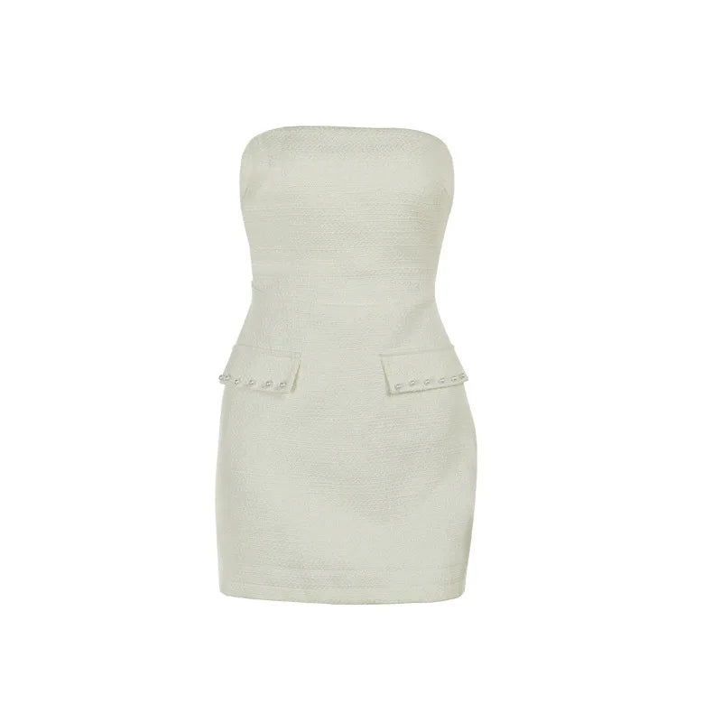 Strapless woven mini dress with short blazer - Leo