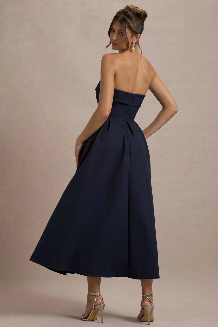 Elegant strapless midi dress - Sandra