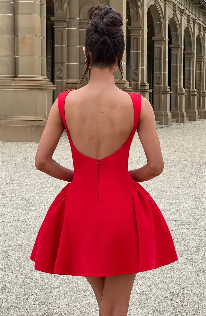 A-Line Mini Dress with Open Back - Mali