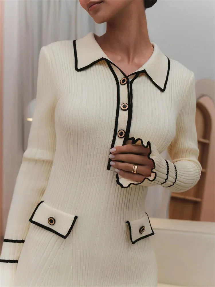 Knitted Maxi/Mini Dress with European Design - Marceline