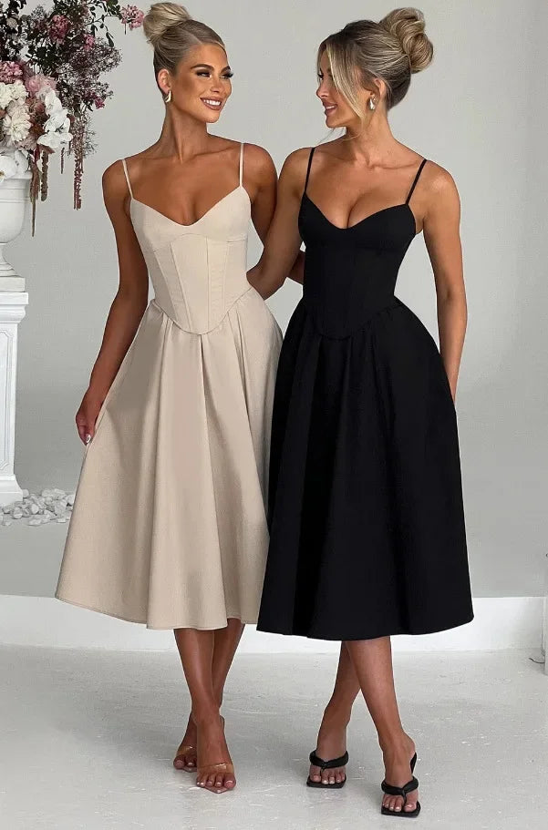 Midi Dress with A-Line and Classic Design - Nataly