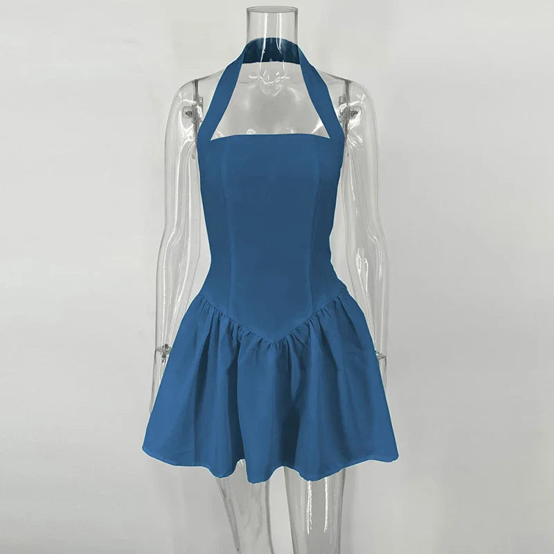 A-Line Mini Dress with Neck Closure - Sahar
