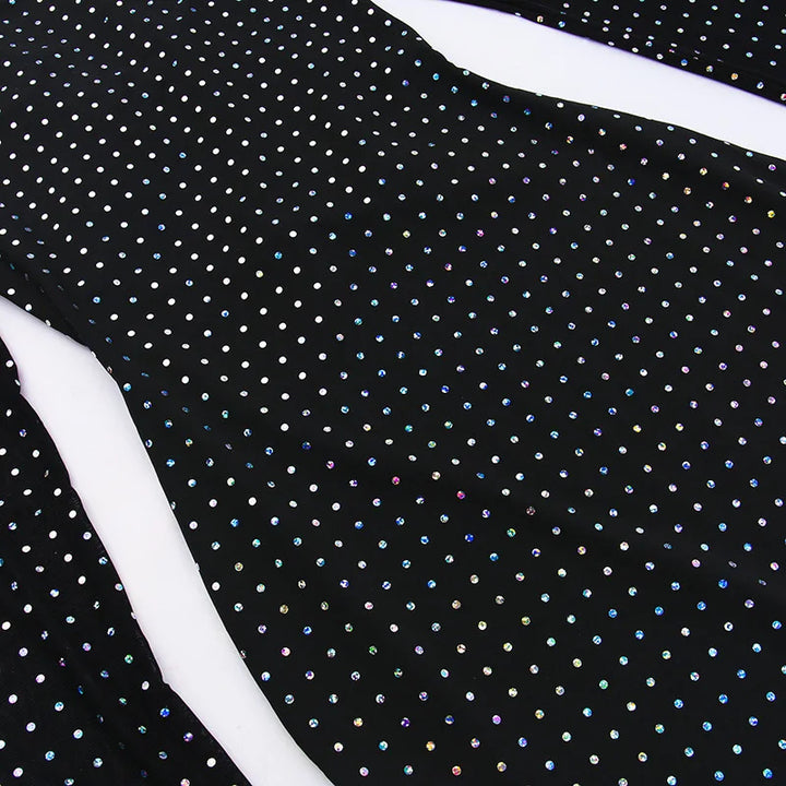 Maxi evening dress with sequins, decorated with a tie neckline - Michaela