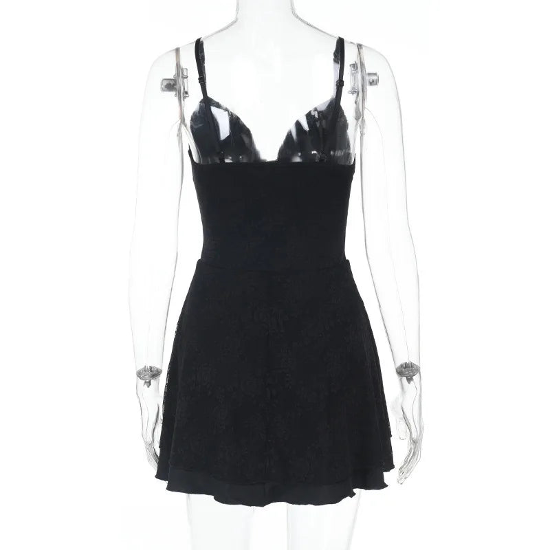 A-Line Lace Mini Dress with Pin Closure - Saanvi