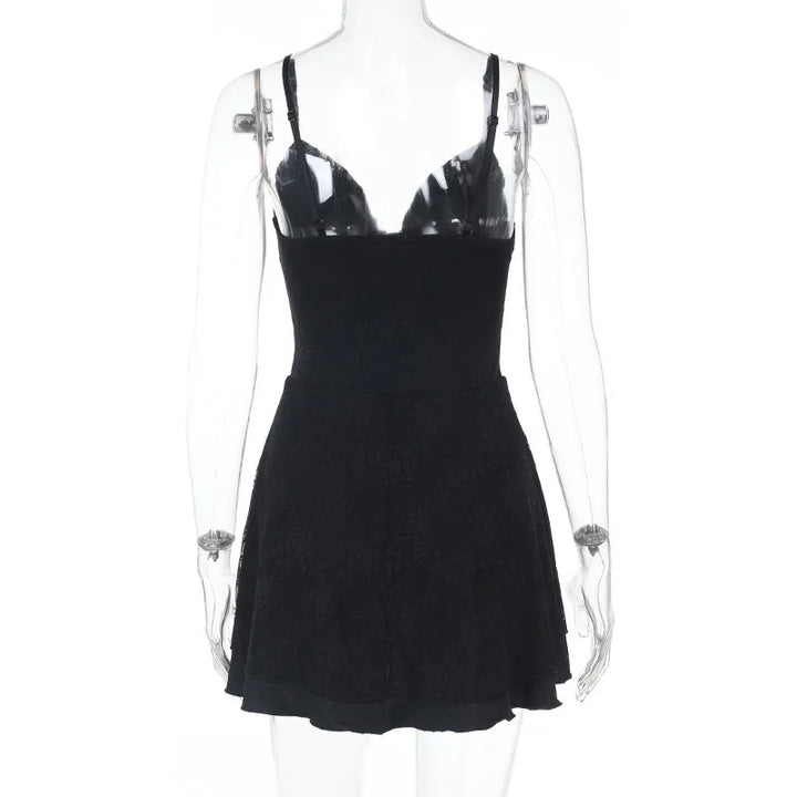 A-Line Lace Mini Dress with Pin Closure - Saanvi