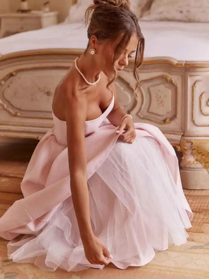Strapless midi dress in A-line cut - Arya