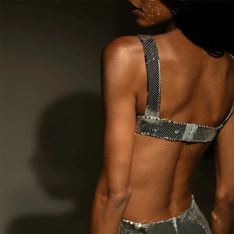 Sequin Maxi Dress with Open Back and Waist - Catalina