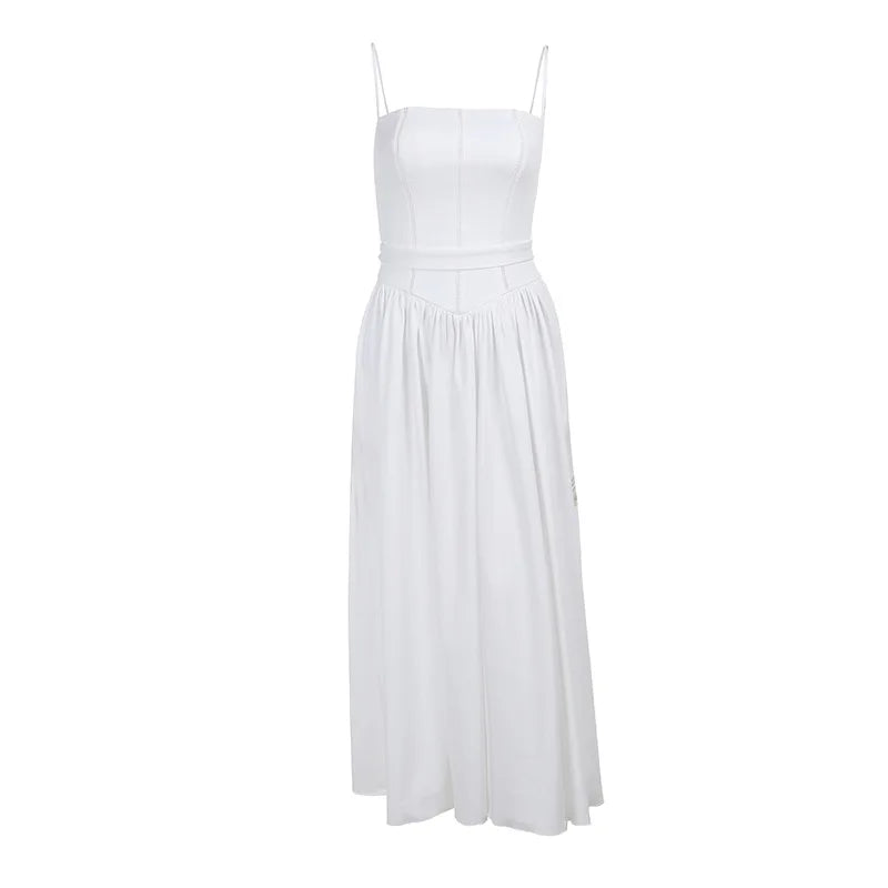 Country Style Maxi Dress with A-Line and Spaghetti Straps - Joelle