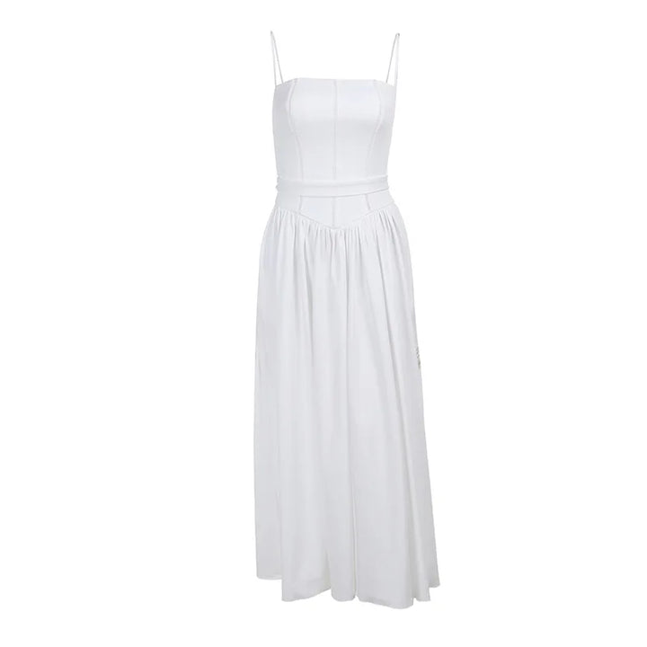 Country Style Maxi Dress with A-Line and Spaghetti Straps - Joelle