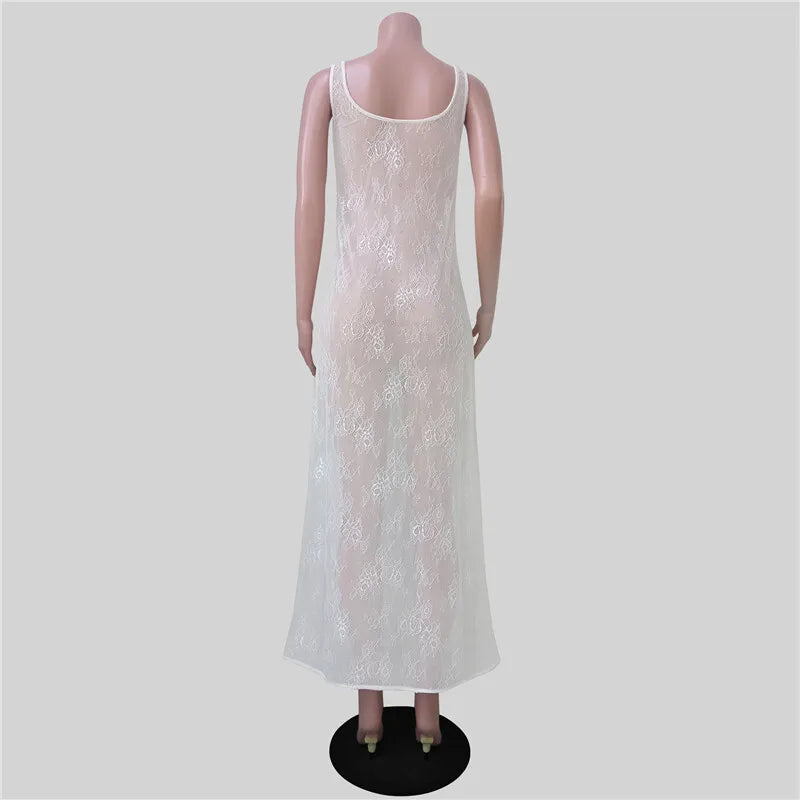 Transparent Lace Maxi Beach Dress - Sasha