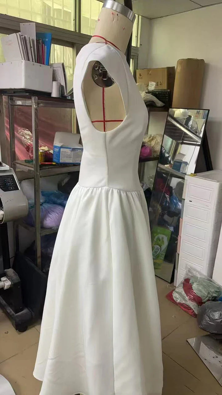 A-Line Midi Dress with Open Back - Rona Lee