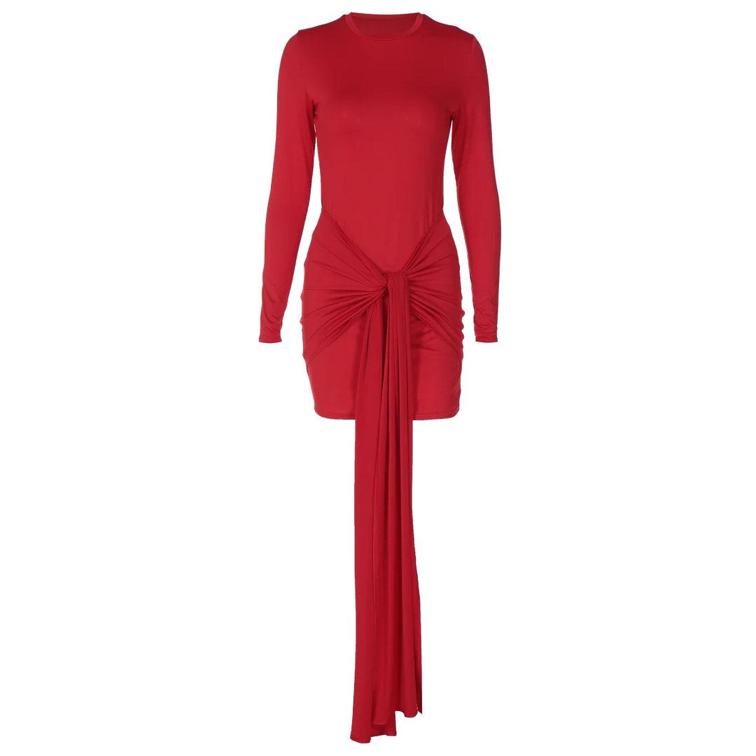 Mini dress with tie design and ruffles - Orna