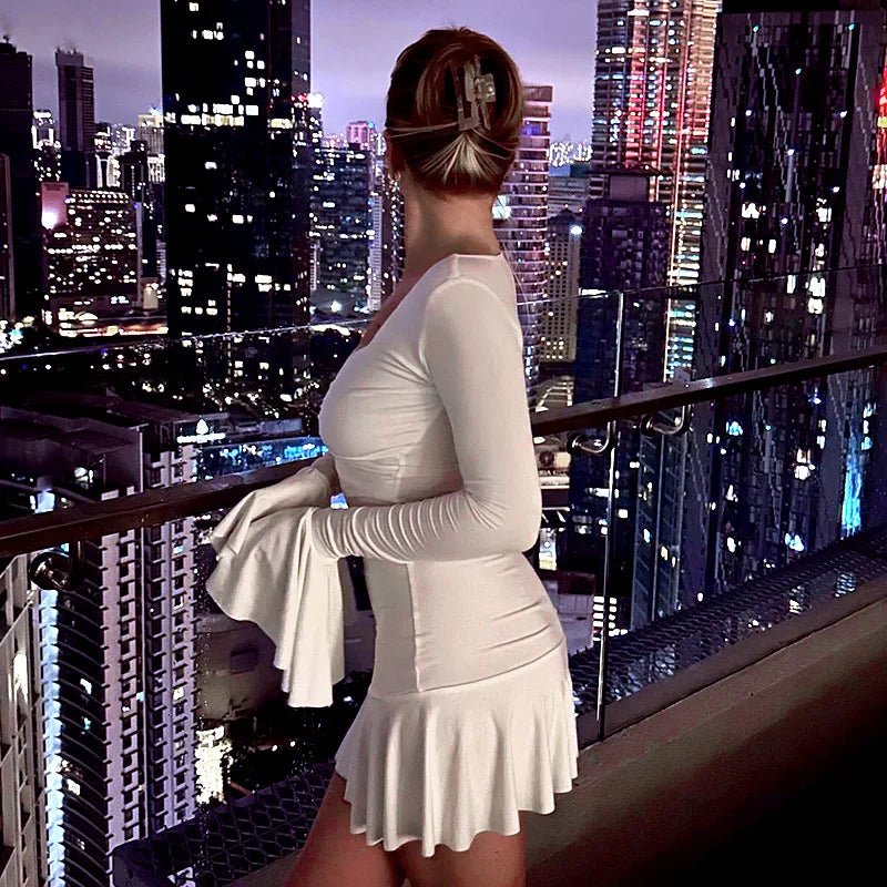 Mini Dress with Ruffle and Bell Sleeves - Doria