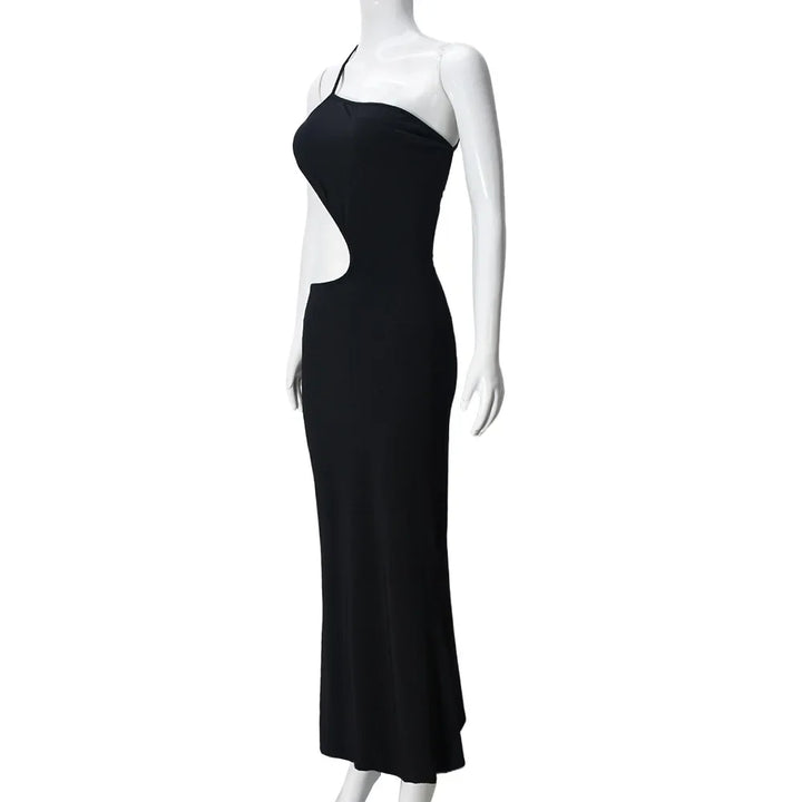 Maxi dress with open back and exposed midriff design - Halsey