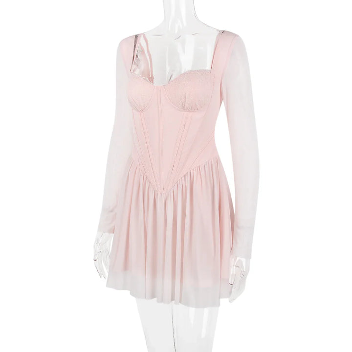 Chiffon mini dress with corset design - ROSIE