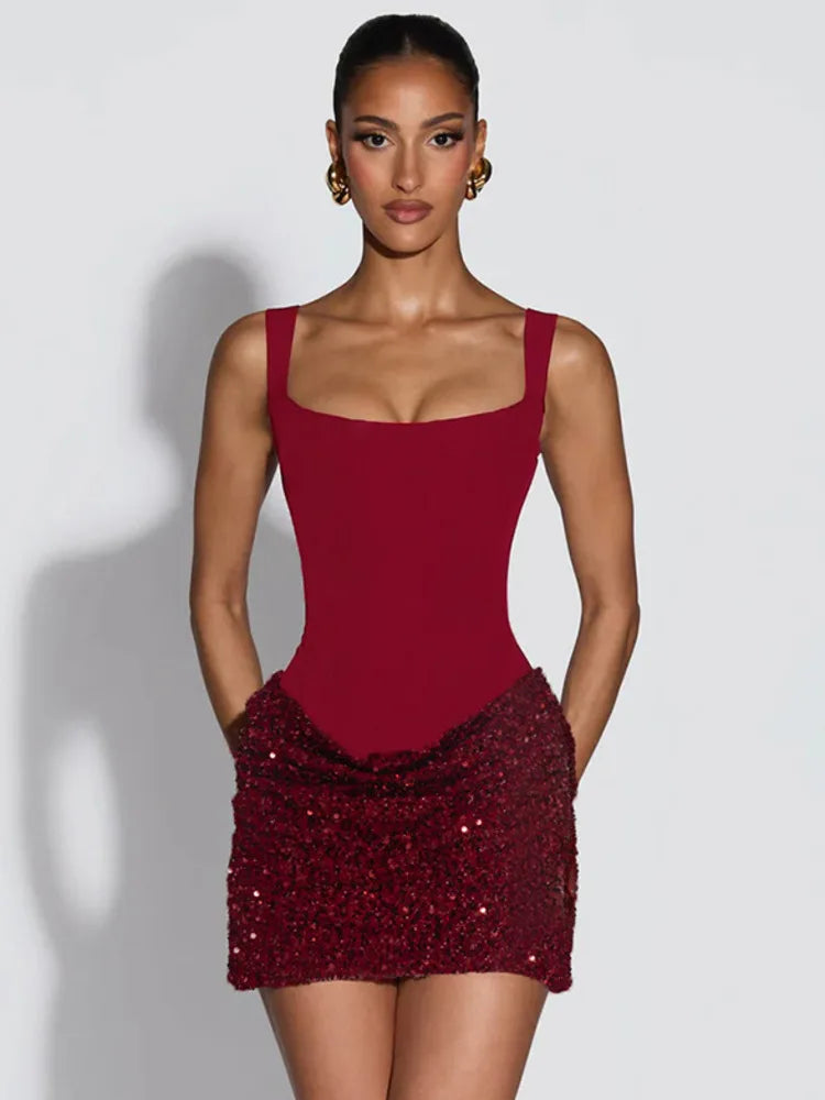 Mini Dress with Sequin Design - Rozan