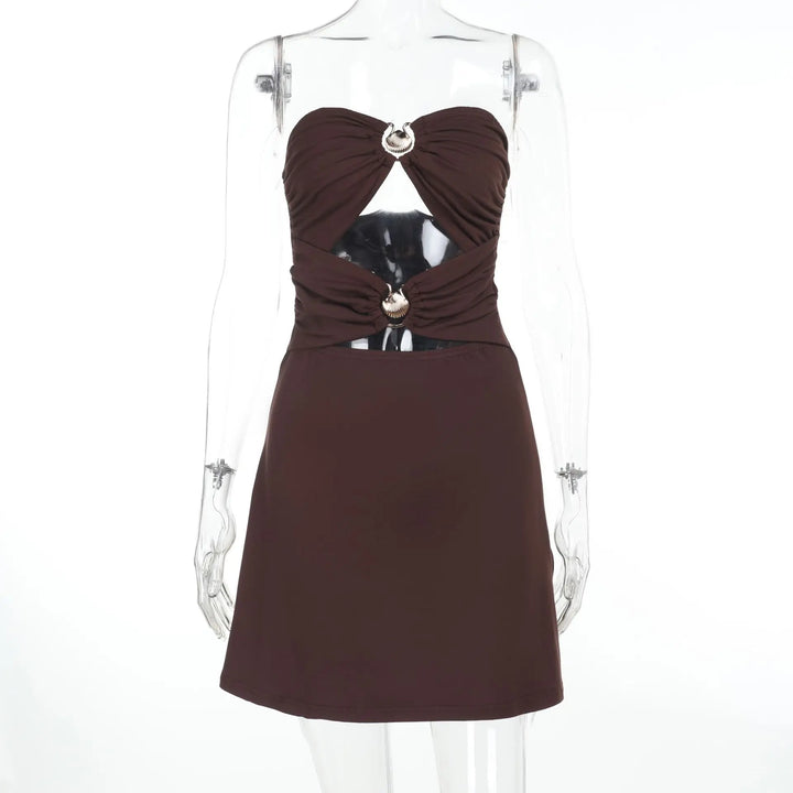 Summer strapless mini dress with shell buckle detail - Playa