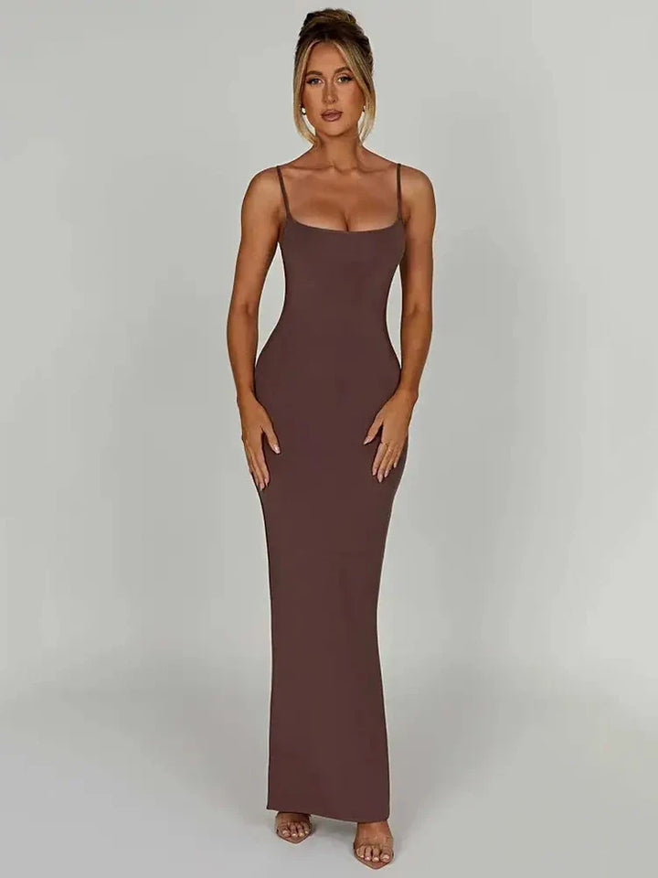 Fitted maxi dress with shaping fabric - Jordi