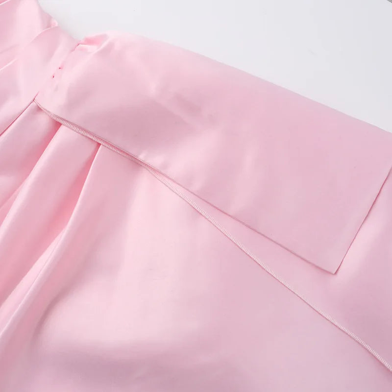 Strapless Satin Mini Dress with Train Detail - Maggie