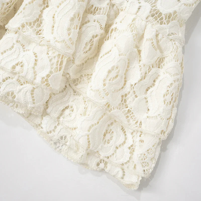 Strapless Lace Mini Dress with Ruffle - Cecelia